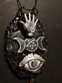 Sun and Moon, Celestial Magic Talisman, Astrological Symbol Zodiac, Universe Magical Power Amulet, Eye Hand Pendant
