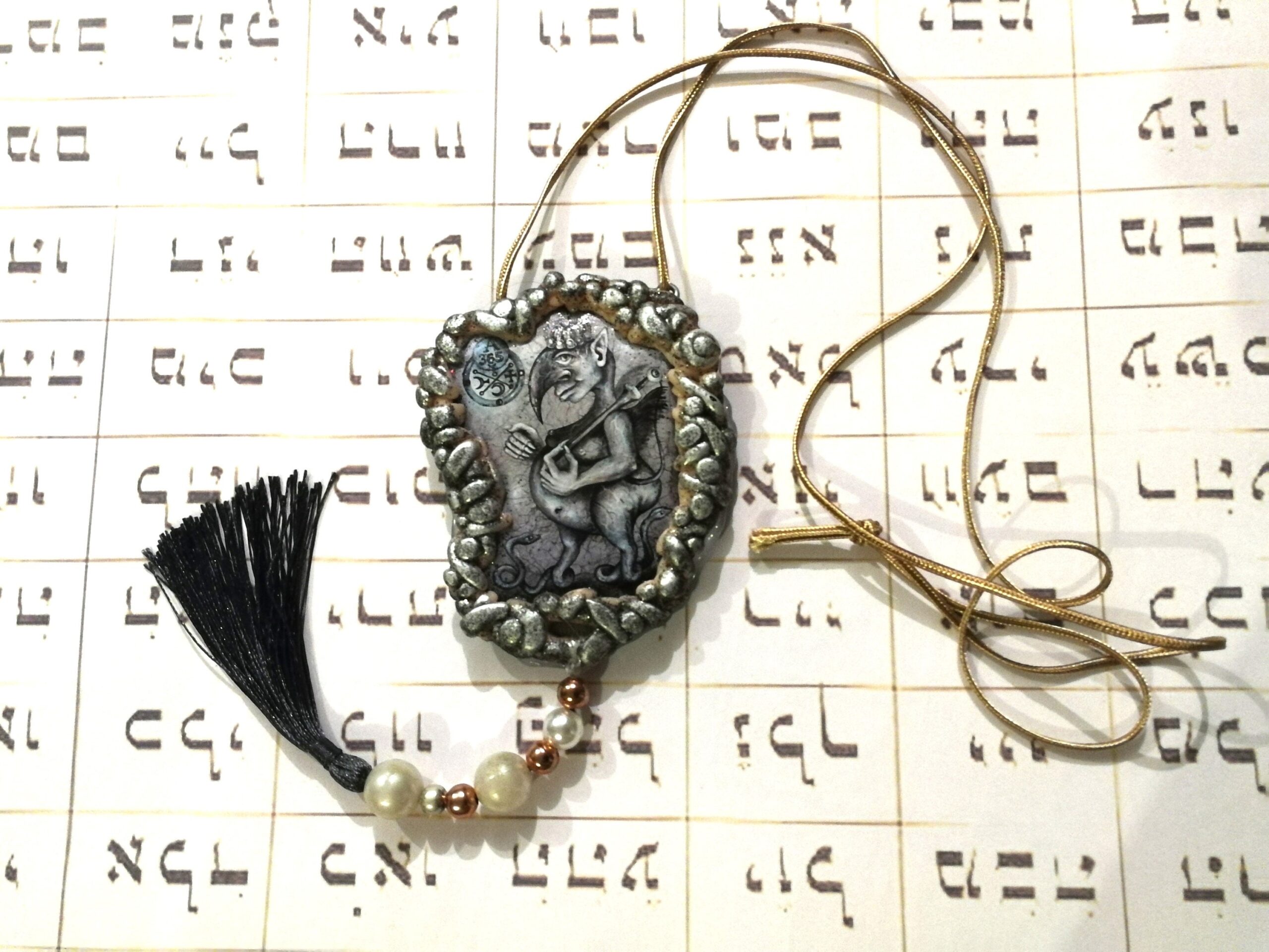 Abraxas Stone, Magic Talisman Protective Amulet, Gothic Pendant Decarabia, Lemegeton Goetia Demon Seal Sigil