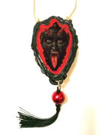 Krampus Mask Satanic Talisman, Satan Pendant Demon Amulet, Devil Baphomet Necklace, Satanist Jewelry Lucifer