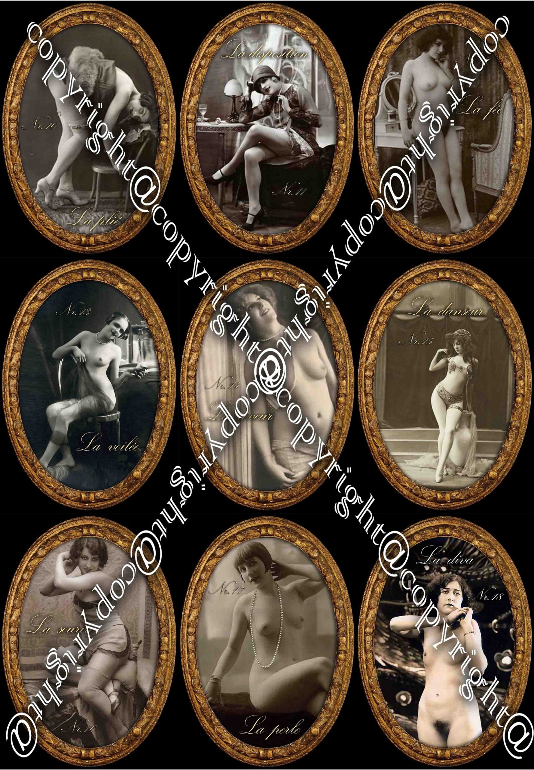 Erotic Tarot Cards, Vintage Oracle Sexy Image, Maison Bordell Nude Woman, Naked Body Photo