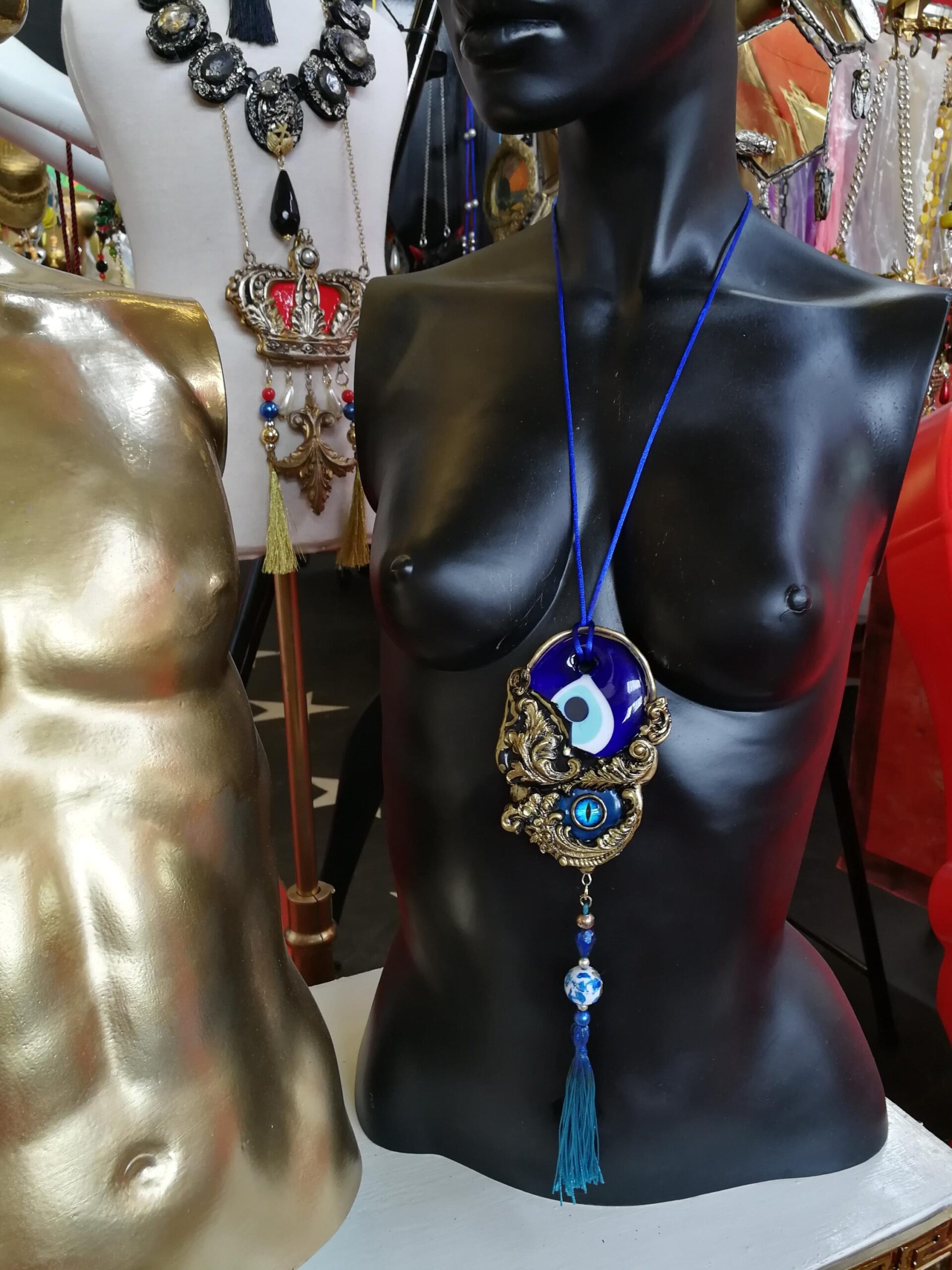 Turkish Evil Eye, Protective Talisman Pendant, Good Luck Necklace Charm, Protection Amulet Witch Jewelry