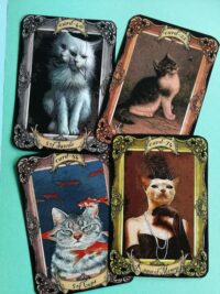 Cat Tarot Cards, Tarot Deck Minor Arcana Oracle Card Animal Spirits Guide, Vintage Cats Photo Drawing Portrait Aristocat