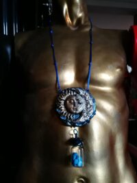 Spell Bottle Talisman Necklace for Fortune and Success, Sun & Moon Amulet Pendant Abundance Prosperity