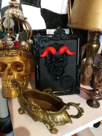 Goat Skull Magic Decor, Lucifer Baphomet Satan Bas Relief, Sculpture Icon Satanic Devil Horn