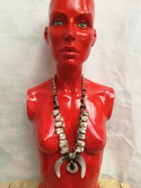 Native American Indian Necklace, Primitive Pendant Shaman, Tusk Jewel Fang, Ethnic Safari Jewelry, Shipibo Charm Xj