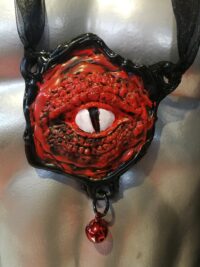 Red Dragon Ouroboros Necklace, All Seeing Eye Protection Talisman, Gothic Pendant Magic Snake Symbol