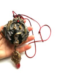 Dragon Necklace, Templar Amulet Symbols, Crown Magic Eye Stone Talisman, Gothic Pendant Sword Snake