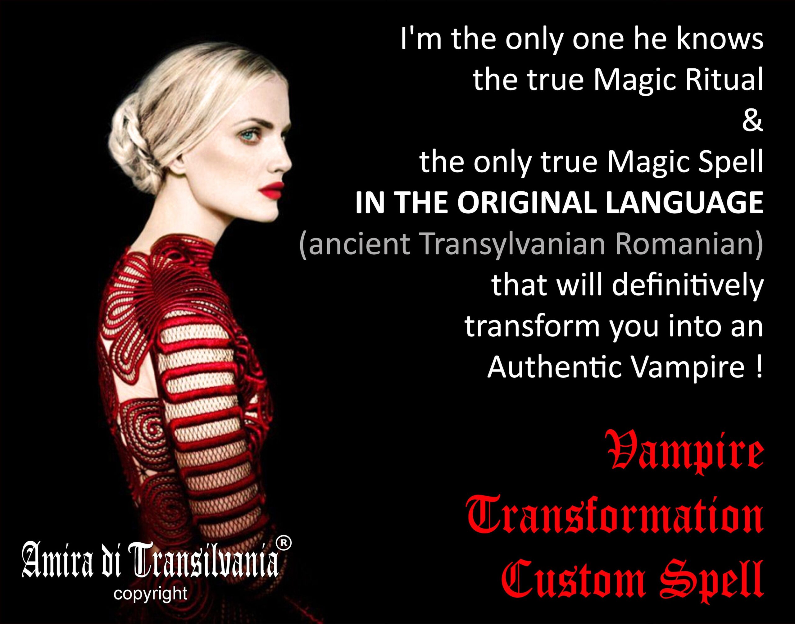 Vampire Mindset, Become Powerful Magical Person, Magic Custom Rite Dracula Transylvania, Seduction Tecniques Instruction Ritual
