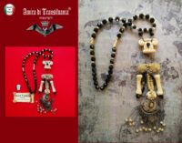 Ethnic Tribale Shamanic Pendant Bones, Vintage Occult Jewelry Magic Power, Sacred Witchcraft Occult Amulet