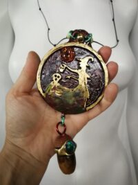 Green Witch Witchcraft Pendant, Natural Acorn Jewelry, Magic Lucky Charm Amulet Money Coin Talisman