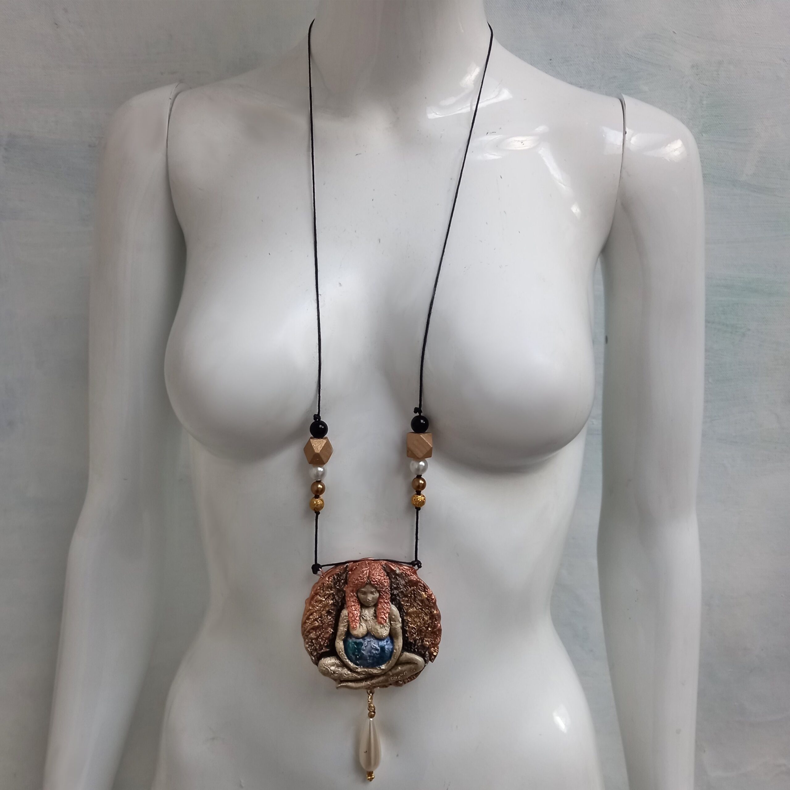 Mother Earth, Woman Protection Amulet, Goddess Gaia Talisman, Ouroboros Snake Wealth Richness Money Attraction Jewelry