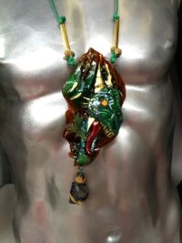 Protection Amulet, Green Dragon Head, Evil Eye Charm, Protective Talisman Pendant, Occult Jewelry Viking