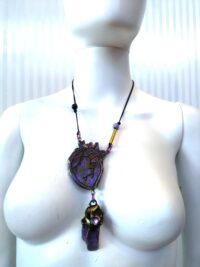 Saint Germain, Purple Heart Pendant, Purple Flame Immortality Stone, Witch Goth Jewelry, Gothic Amulet Necklace Talisman