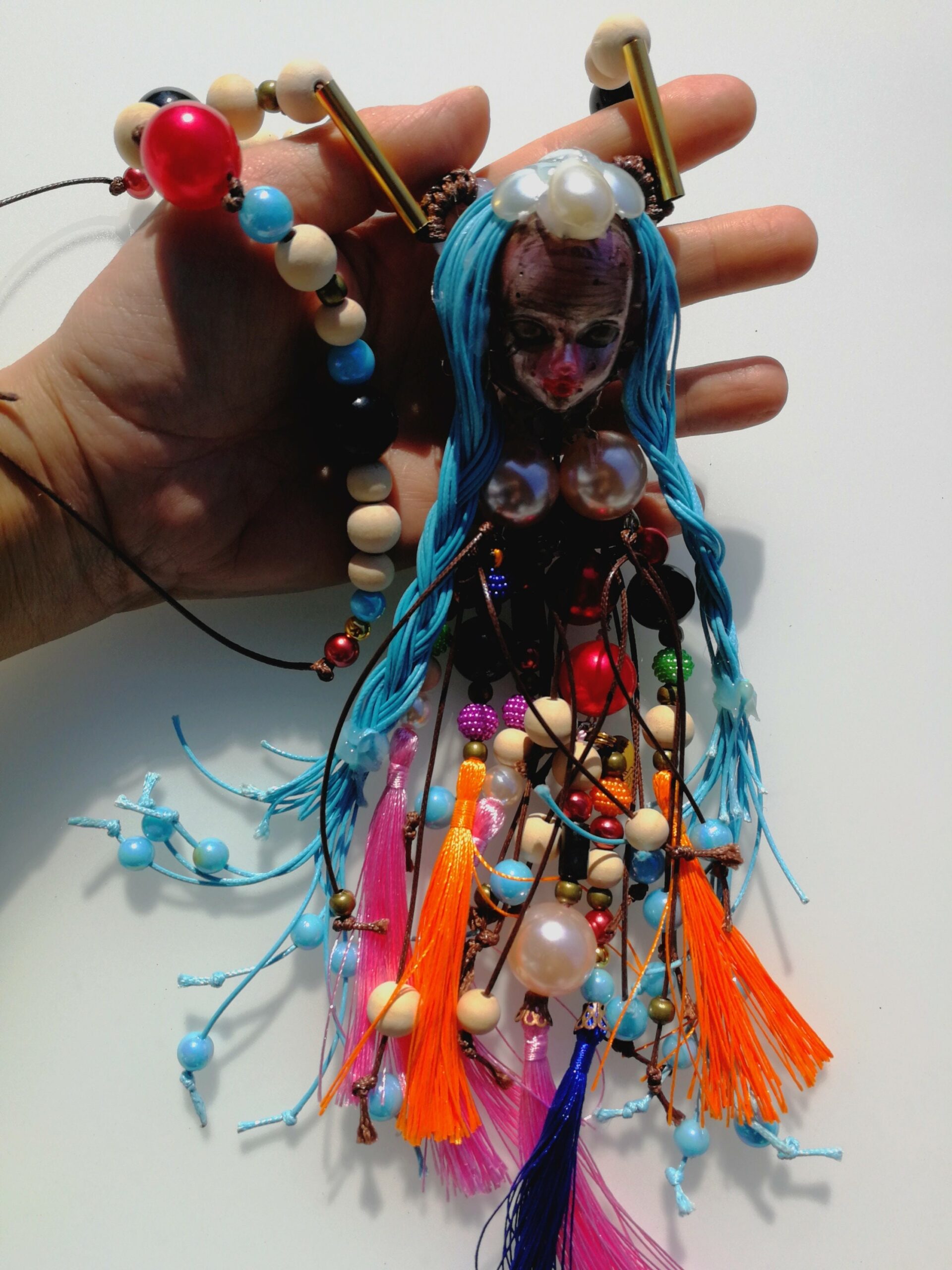 Voodoo Spell, Magic Talisman Witchcraft Pendant, Witch Jewelry Necklace Amulet, Hawaiian Tribal Folkloric Doll