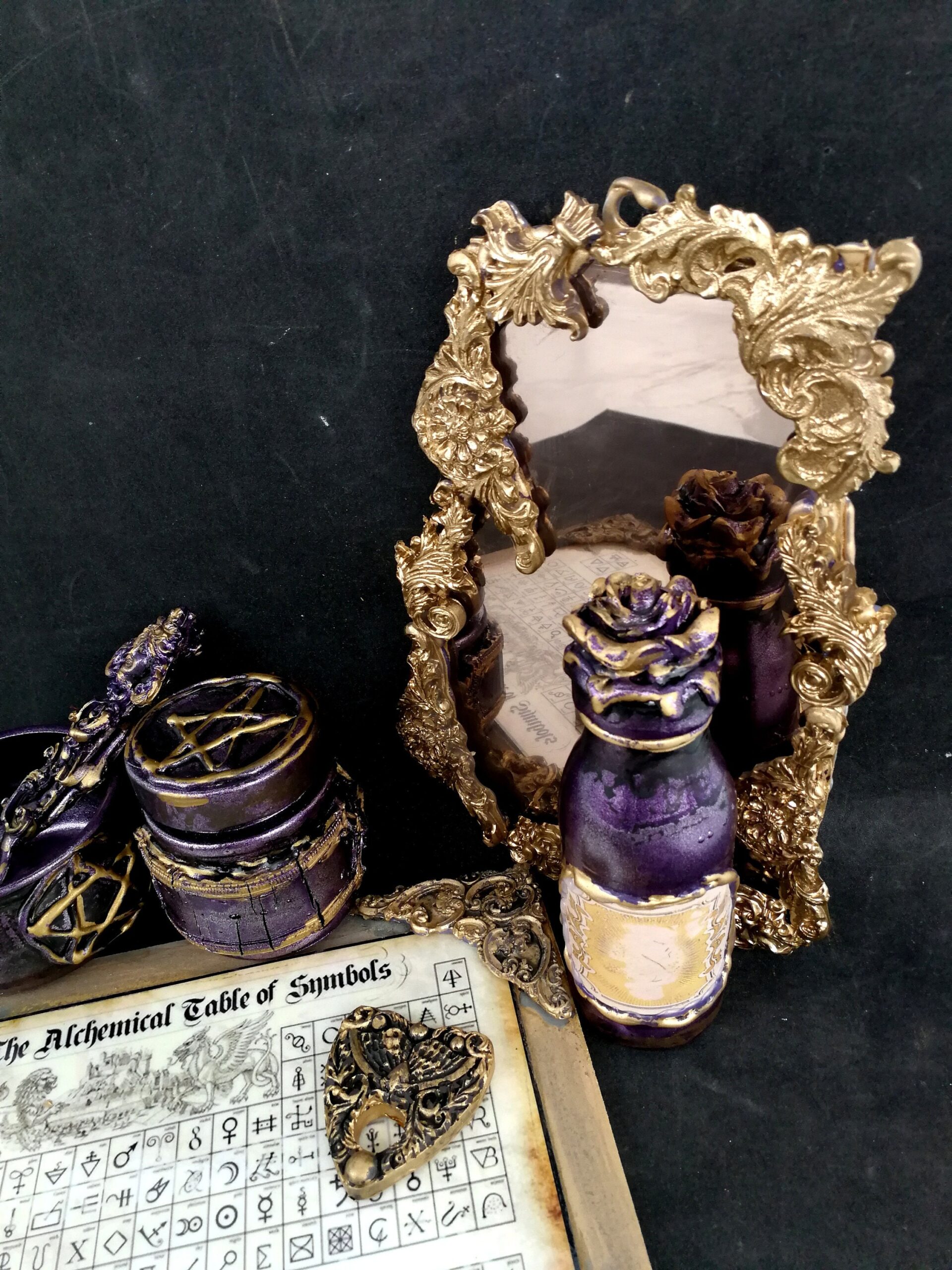 Magic Potion Apothecary Bottle, Witchcraft Spells Periodic Table Altar Sanctuary, Dark Witch Sorcery Mirror