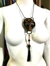 Inverted Pentagram Star, Owl Necklace Magical Power Protective Talisman Occult Protection Amulet Black Madonna
