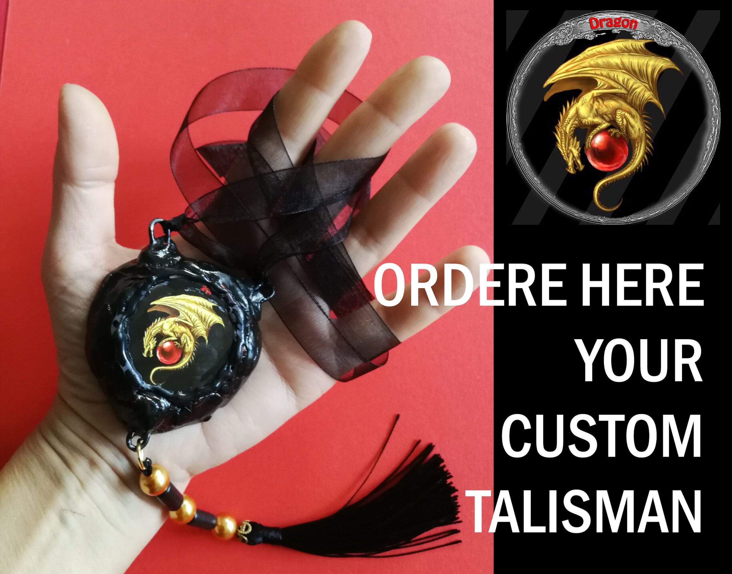 Cinese Dragon, Talisman Pendant Fengshui Symbols, Feng Shui Dragonball Jewelry, Ouroboros Necklace Amulet Tassel Charm