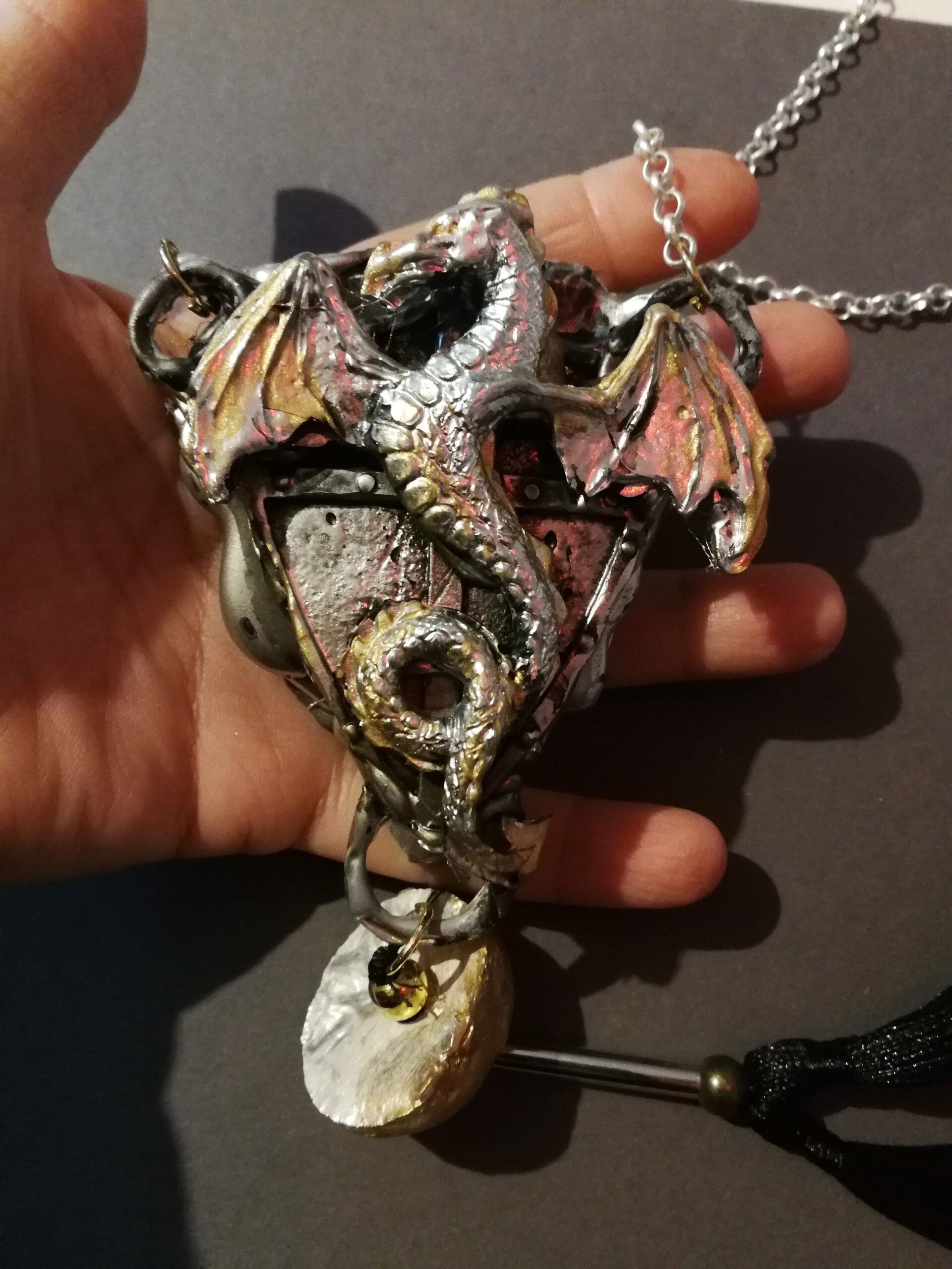 Dragon Crown Amulet, Medieval Celtic Shield, Triquetra Triskele Symbol, Gothic & Viking Symbols Antique Shieldmaiden