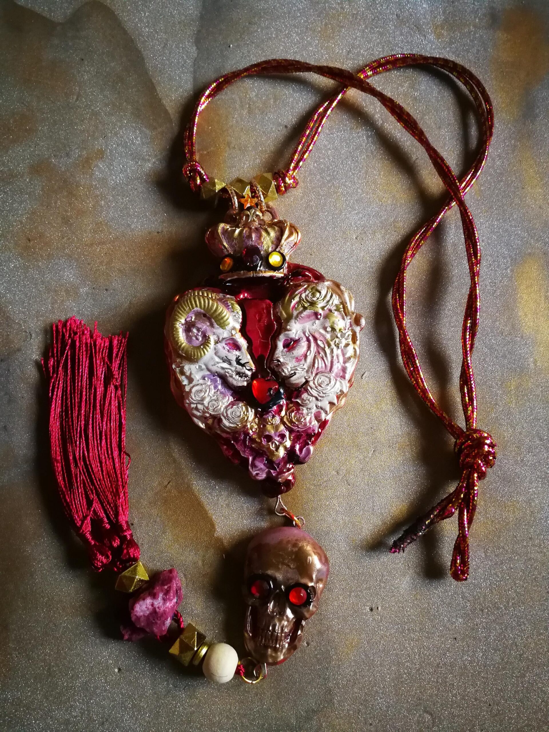 Midas Touch Amulet, Golden Wealth Spirit Vessel Royal Talisman, Lion Goat & Skull Occult Jewelry