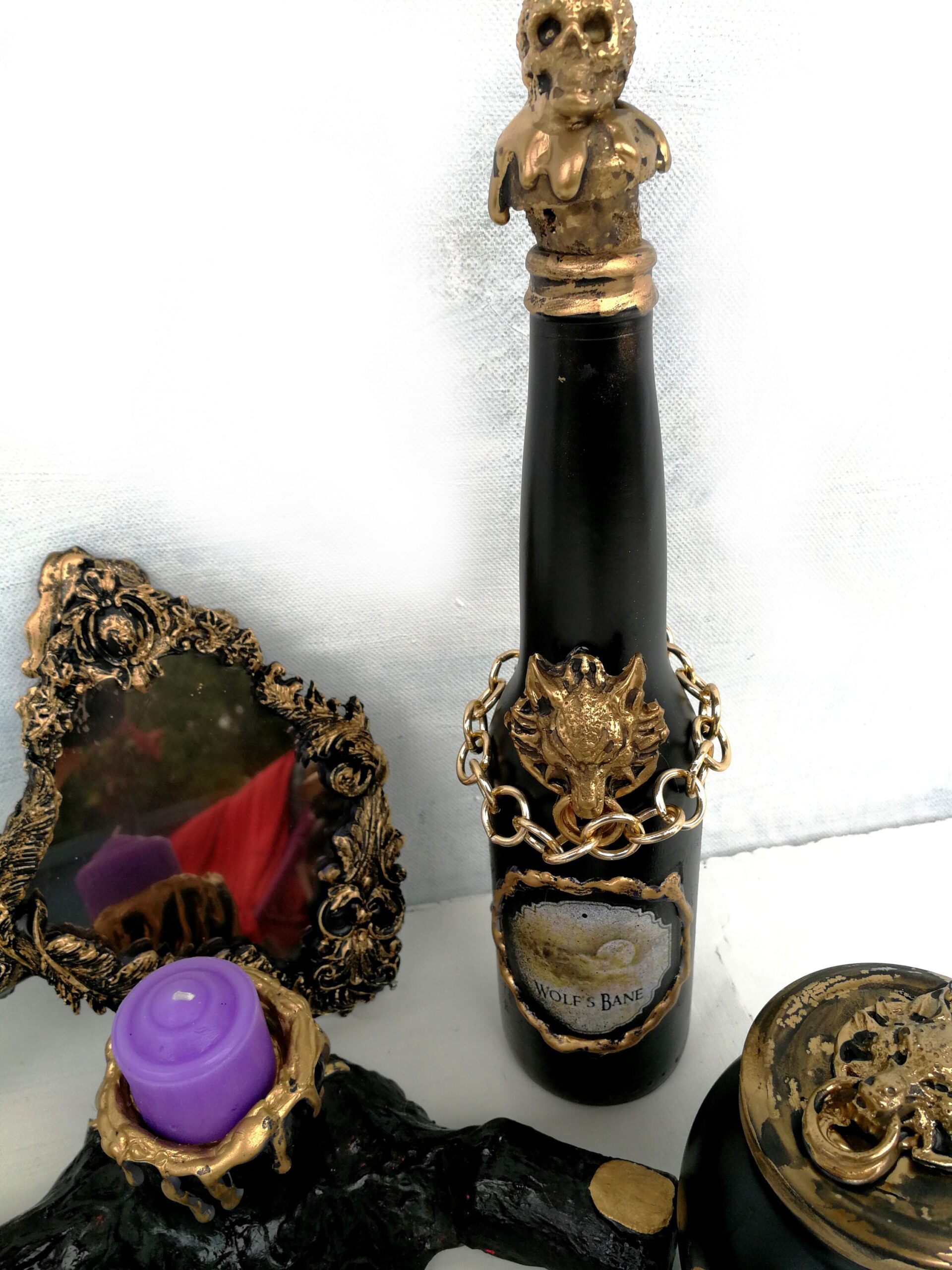 Witchcraft Supplies, Wolfs Bane Werewolf Apothecary Bottle, Magic Potion Sorcery, Decor Mason Jar Holder