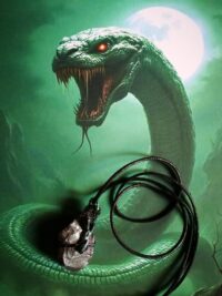 Leviathan Axe, Ancient Spirit Companion Snake Serpent, Necklace Uncut Gemstone Pendant, Magic Power Raw Stone Amulet