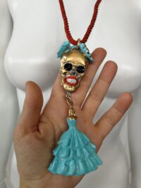 La Santa Muerte Pendant, Macabre Voodoo Dark Magic Talisman, Witch Necklace Goth Jewel Skull Amulet