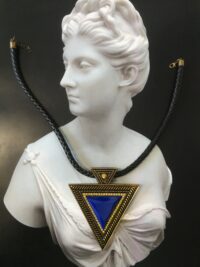 Water Sign Elemental Necklace Protective Talisman, Sea Witch Amulet Charm with Blue Stone Pendant Illuminati Triangle