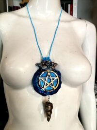 Witchcraft Symbol, Wicca Amulet Witch Talisman Royal Crown, Star Pentagram Magic Evil Eye Pendant