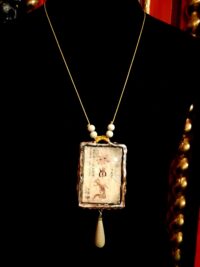 Taoist Art Talisman Beaded Pendant, Tao Symbol Ethnic Oriental Prayer Amulet, Asian Magic Yoga