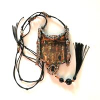 La Santa Muerte Pendant, Macabre Voodoo Magic Amulet Necklace, Spooky Witch Occult Jewelry Skull