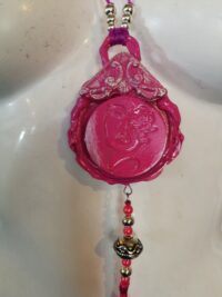 Inverted Pentagram Witchcraft Symbol, Evil Eye Pendant Talisman, Gothic Jewelry, Aeonium Pink Witch 33