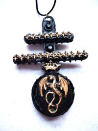 Dracula Talisman Bat Vampire, Gothic Cross Transylvania Necklace, Dragon Crown Pendant Bib, Count Vlad Tepes