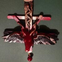 Satanic Necklace, Baphomet Upside Down Cross, Antichrist Eye Occult Symbols, Goat Sigil of Lucifer Satan