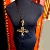 Inverted Cross, Evil Eye Necklace Charm, Celtic Rune Symbol Talisman Pendant, Druid Protection Amulet North Vikings Larp