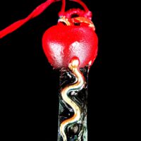 Inverted Cross Magic Pendant, Snake Apple Forbidden Fruit Amulet Necklace, Adam & Eve Sin Paradise