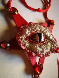 Occult Pendant of Demon Power, Baneful Magick Protection Amulet & Demonic Portal Dragon Eye Inverted Pentagram