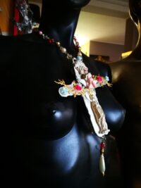 Guardian Angel Pendant, Cross Amulet Necklace, Magic Talisman Religious Symbol, Spiritual Esoteric Jewelry Cherubim