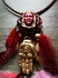 Shaman King, Native American Necklace Talisman, Boho Rustic Hand Help Jewelry, Gypsy Ethnic Indian Tribal Folk Pendant