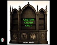 Apothecary Cabinet, Goth Assemblage Antique Gothic Furniture Custom Order, Witchcraft Altar Magic Wooden Library Shelves