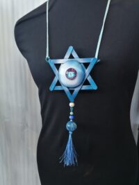 David Star Pendant, Hebrew Israel Symbol, Magic Talisman Bar Mitzvah Bat Mitzvah, Dragon Eye Big Magen David Necklace