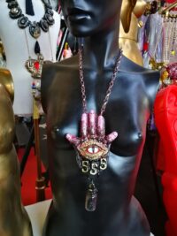 Witchy Jewelry, Dark Angel Amulet, Baphomet Hand Help Satanic Talisman, Satan Demon Devil Pendant