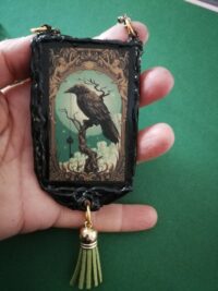 Black Raven Crow, Magic Talisman Witch Pendant, Esoteric Jewelry Witchcraft Symbol, Gothic Amulet Ritual