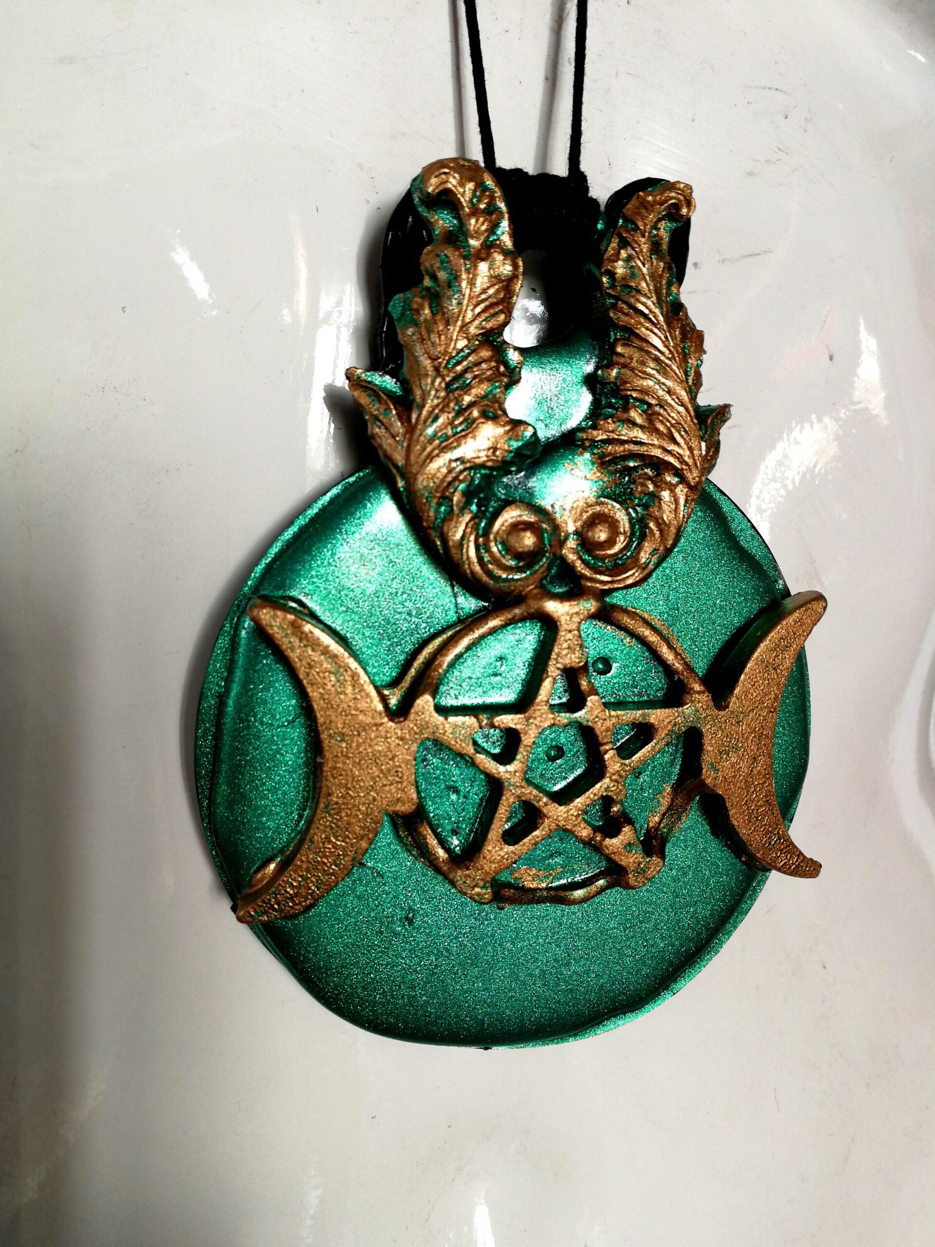 Moon Goddess Hecate, Triple Moon Talisman, Lunar Phases Witchcraft Pendant, Witch Jewelry Star Pentagram Luna Necklace