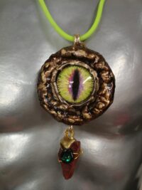 Evil Eye Necklace, Magic Talisman Amulet Pendant, Witch Pentagle Stone Charm, Gothic Dragon Power