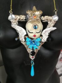 Guardian Angel, Cherubim Pendant Royal Crown Angel Wings, Jewel Magic Talisman Archangel Charm, Seraphim Cherub Amulet