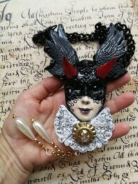 Black Angel Wings, Lord Lucifer Satanic Talisman, Satan Symbol Demon Devil Horn, Pendant Necklace Archon