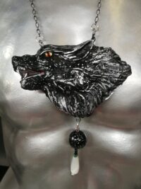 Black Wolf, Necklace Pendant Wild Animals, Forest Wildlife Magic Talisman, Spirit Guide Protection Amulet