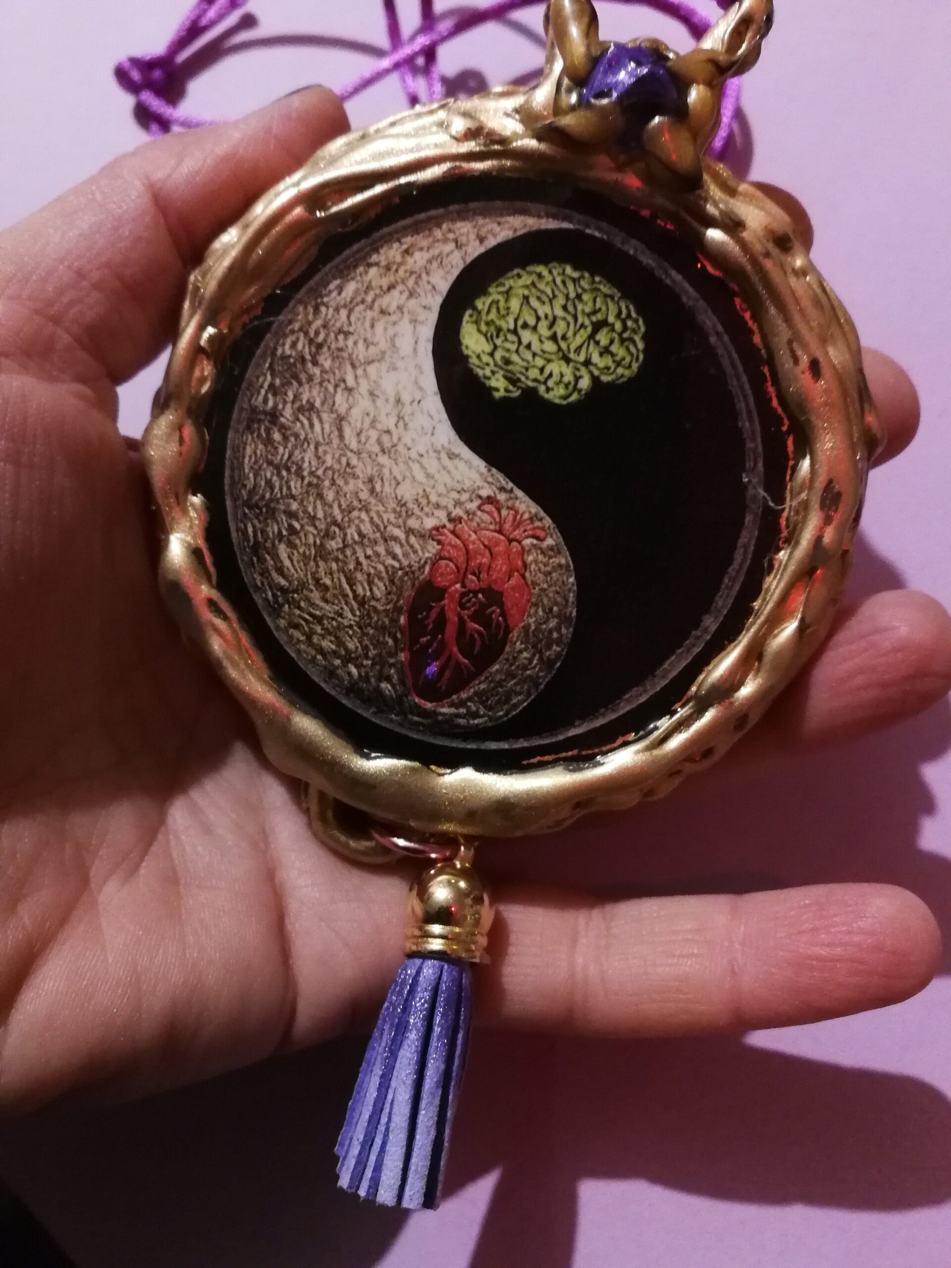 Yin & Yang Buddhist Tibetan Protective Magic Talisman, Ethnic Jewelry Prayer Amulet, Buddha Yoga Symbol