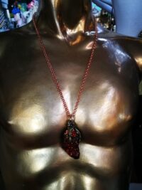 Shaman Drums Amulet, Uncut Gemstone Pendant Enchanted Necklace, Magic Portal Raw Stone Occult Jewelry
