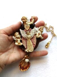 Lady Madonna, Prayer Amulet Guardian Angel Protective Talisman, Celestial Sacred Protection White Magic Pendant